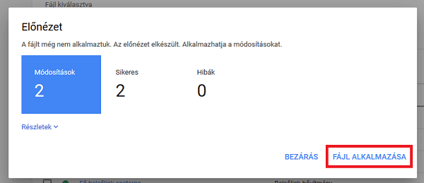 Adattáblázat feltöltése