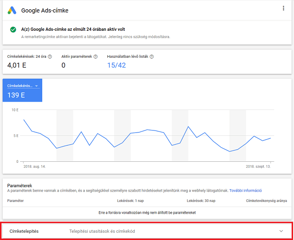 Remarketing címke beállítása