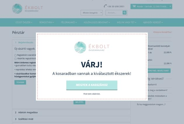 Ékszeráruház Kilépési popup