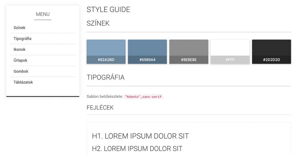 Tokyo sabloncsalád style guide