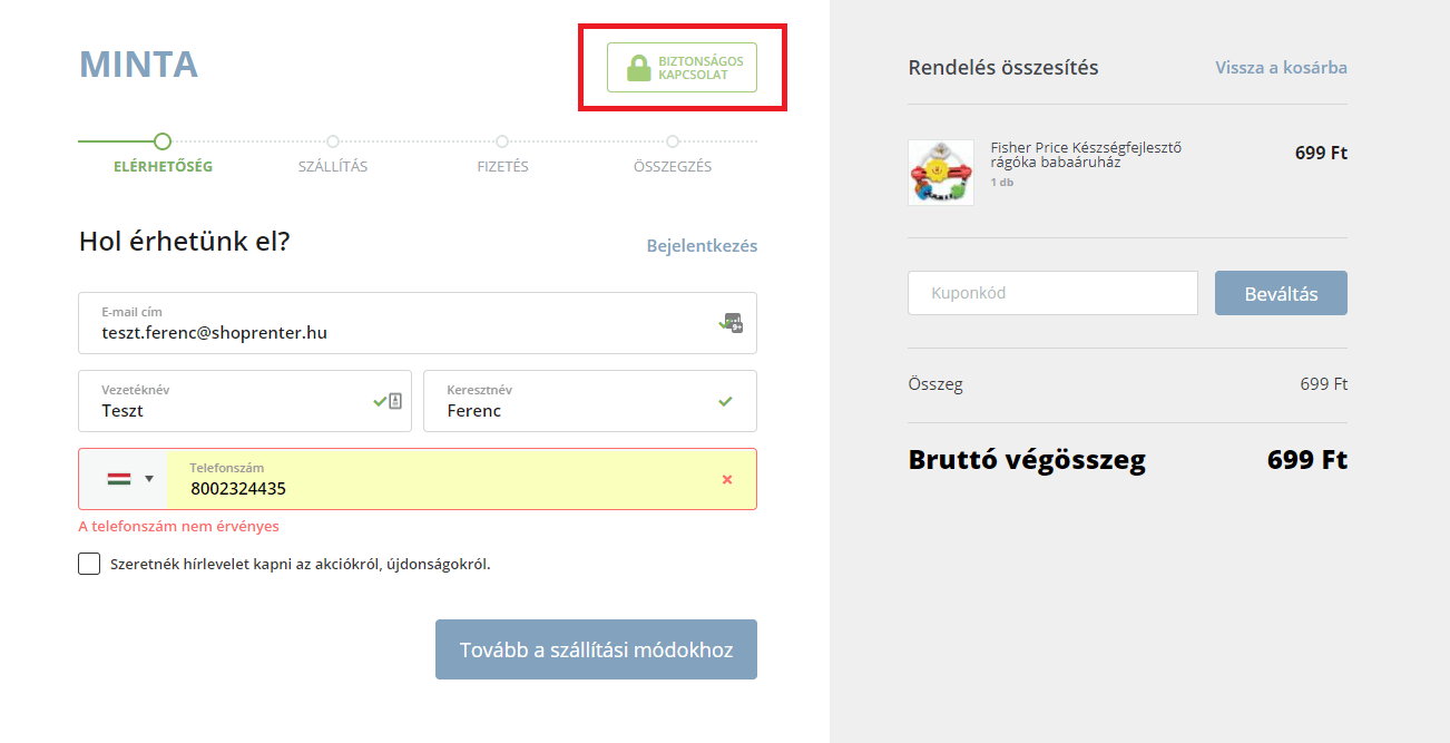 Biztonságos kapcsolat