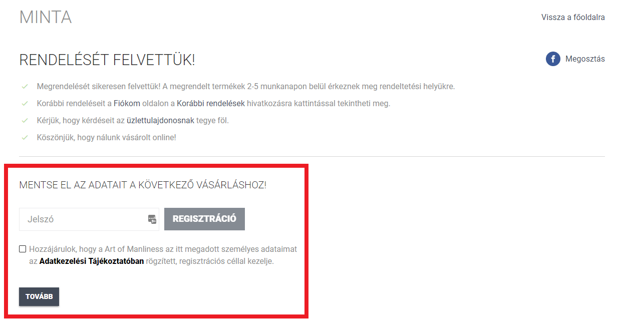 Regisztráció nélküli vásárlás, könnyített regisztráció