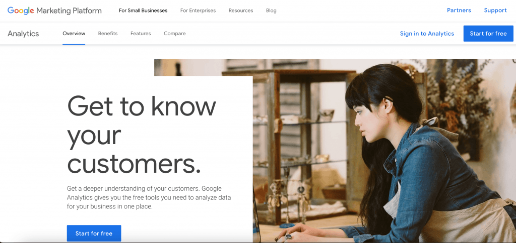 A Google Marketing Platform nyitóoldala