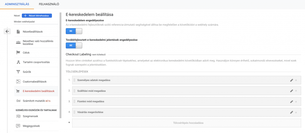 Tölcsérlépések a Továbbfejlesztett e-kereskedelemben