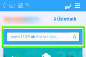 Mobil nézetben a teljes keresődoboz