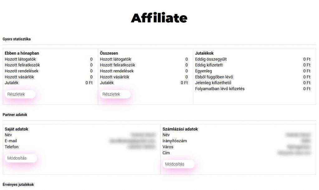 ShopRenter Affiliate rendszer