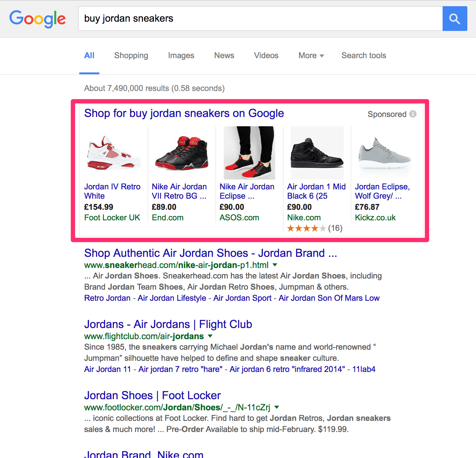 Google Shopping példa