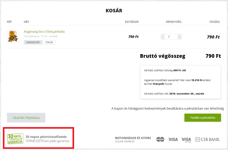Pénzvisszafizetési garancia