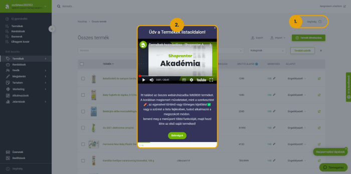 Shoprenter admin funkcióbemutató