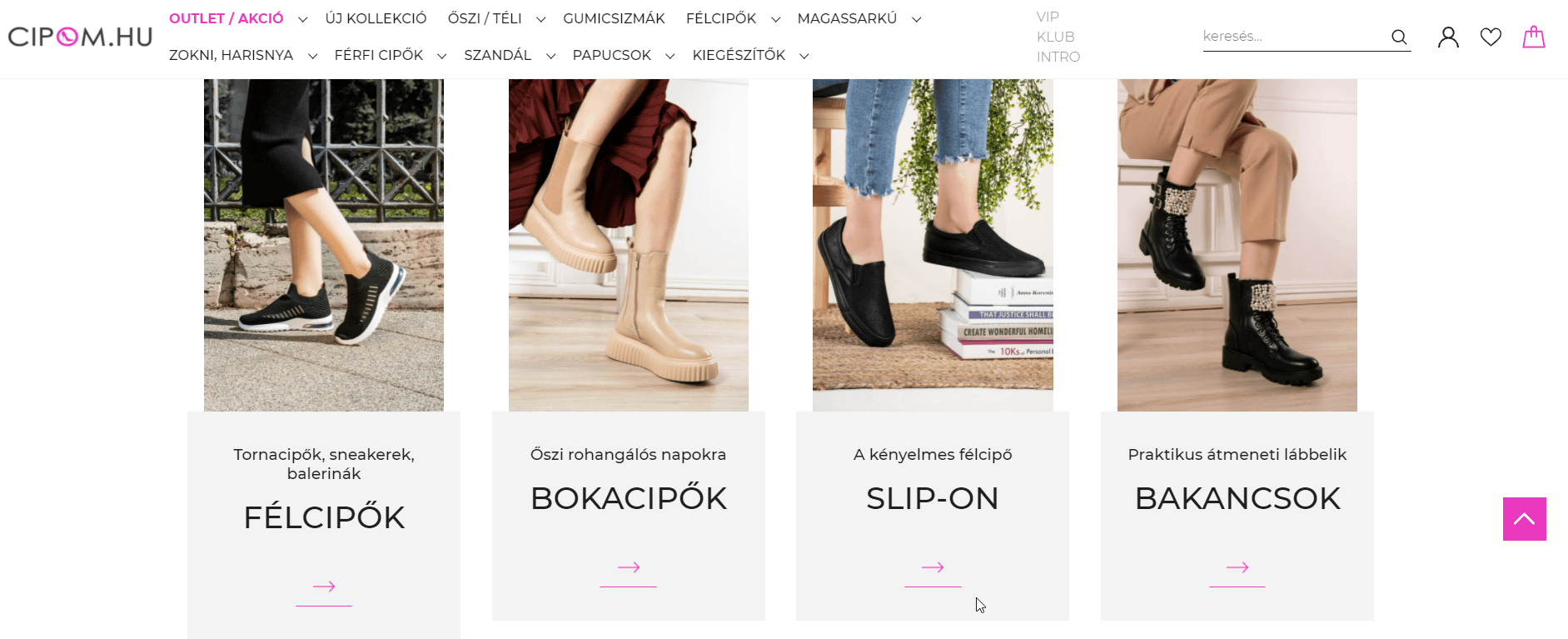 Cipő webáruház design