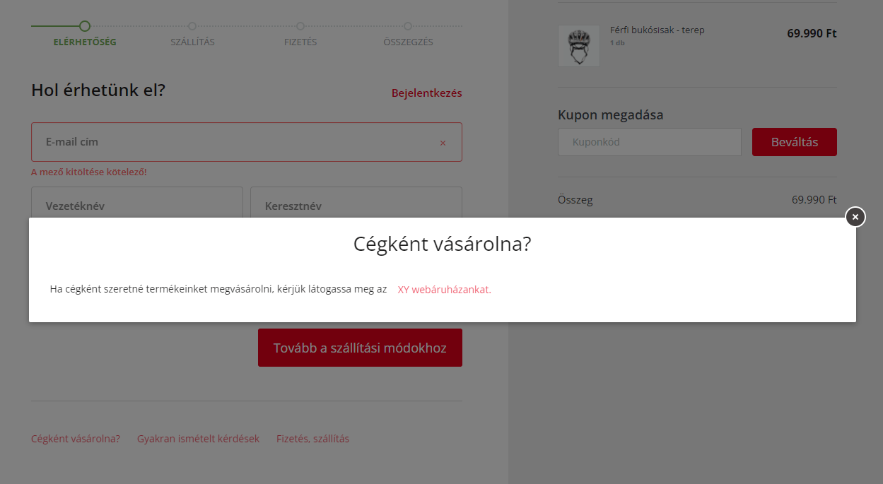 kata webshop céges számla
