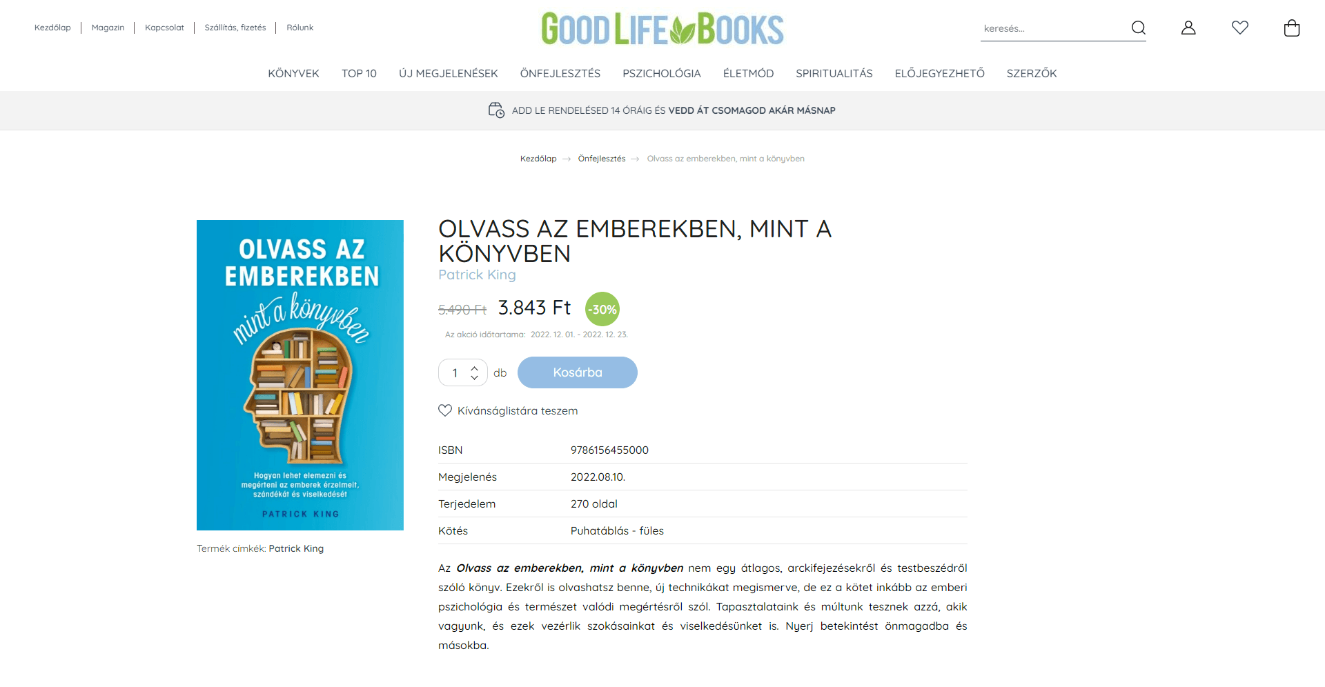 termékoldal felépítése