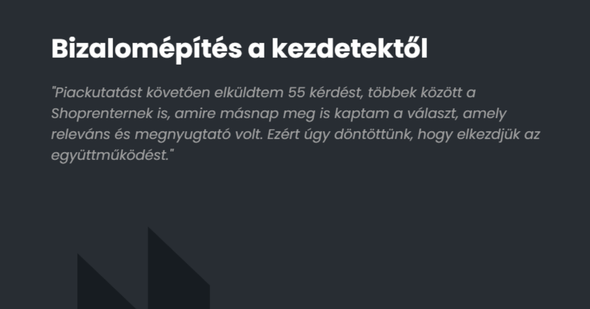Shoprenter.hu Warnex.hu bizalomépítés a kezdetektől
