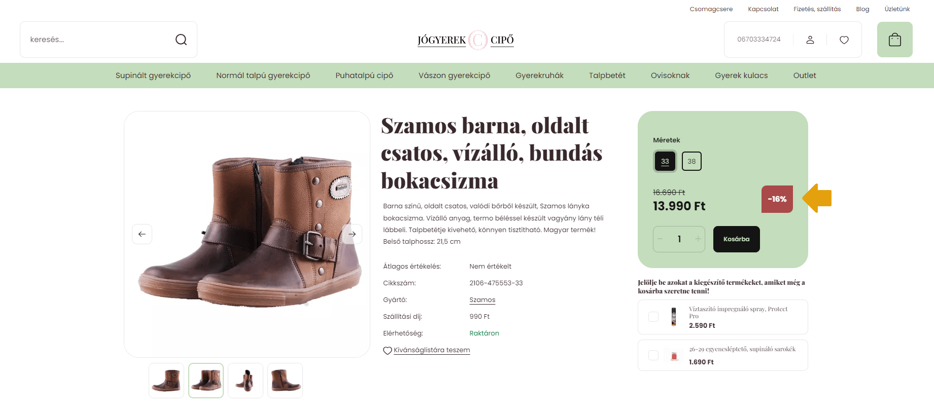 Akció mértékének megjelenítése százalékban a jogyerekcipo.hu webáruházban