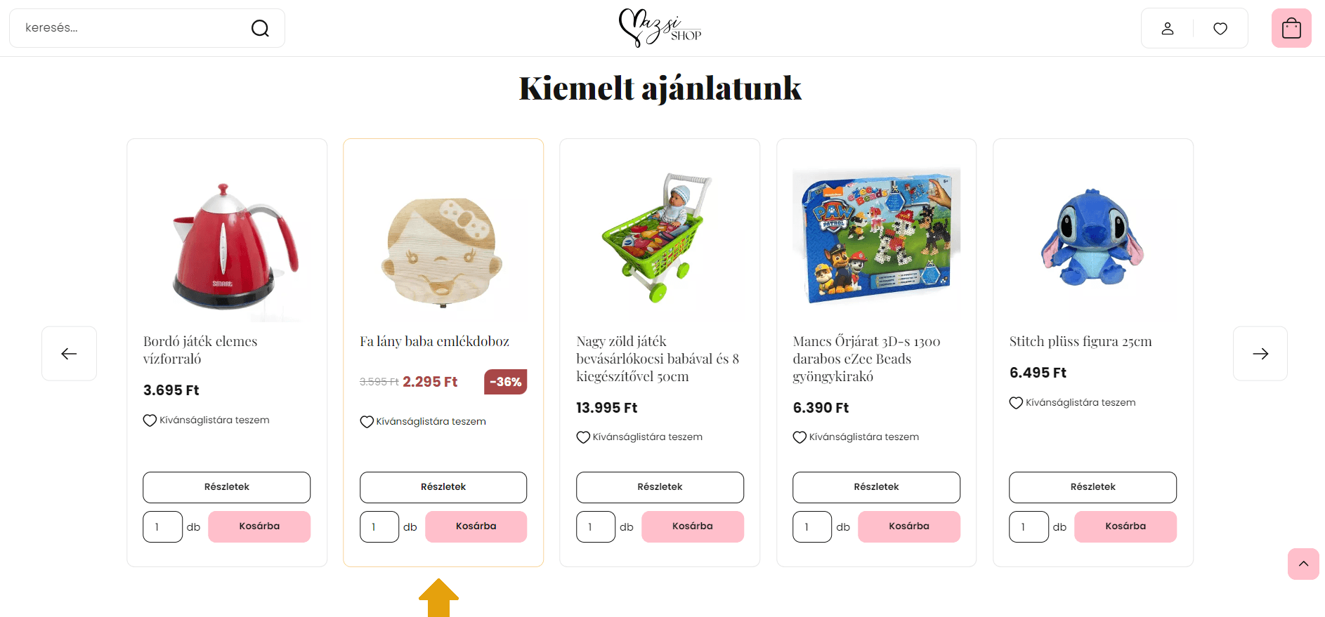 Kiemelt akciós termékkártya a mazsishop.hu webáruházban