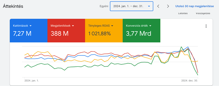 Éves Google Ads by Shoprenter eredmények, 2024