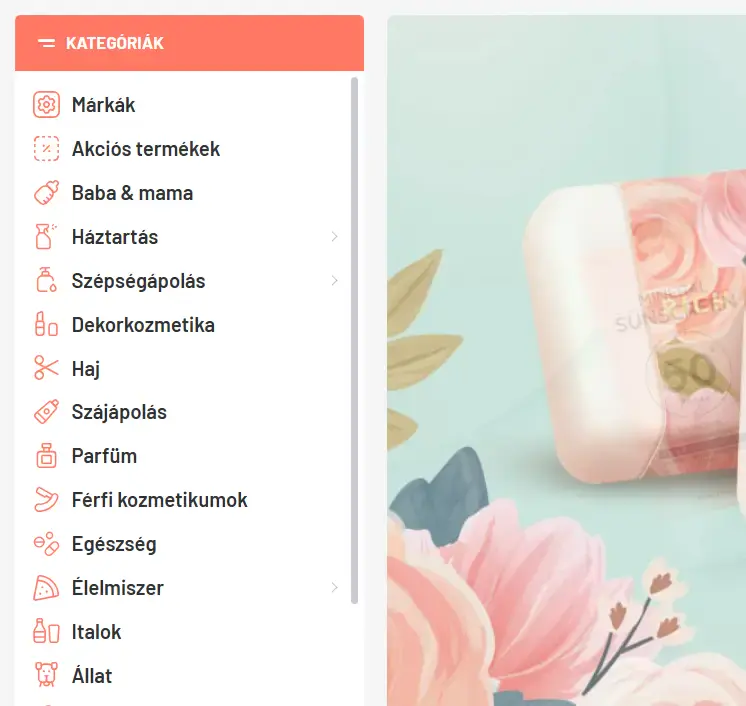 Ikonok és képek a menüben