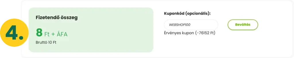 Beillesztett kuponkód